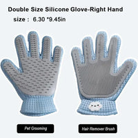 2-in-1 Pet Grooming Glove - Double-Sided Deshedding & Massage Brush For Cats Or Dogs, Removes Loose Hair From Fur & Furn