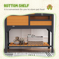 Tortoise Enclosure Tortoise House w/ Adjustable Lamp Holder, Storage Shelf, Removable Main House, Openable Lid, Yellow