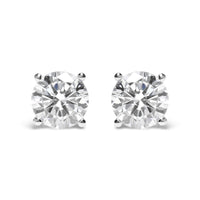 IGI Certified 14K White Gold 5.00 Cttw Round Brilliant-Cut Lab Grown Diamond Classic 4-Prong Stud Earrings with Screw Backs (F-G Color, SI1 Clarity)