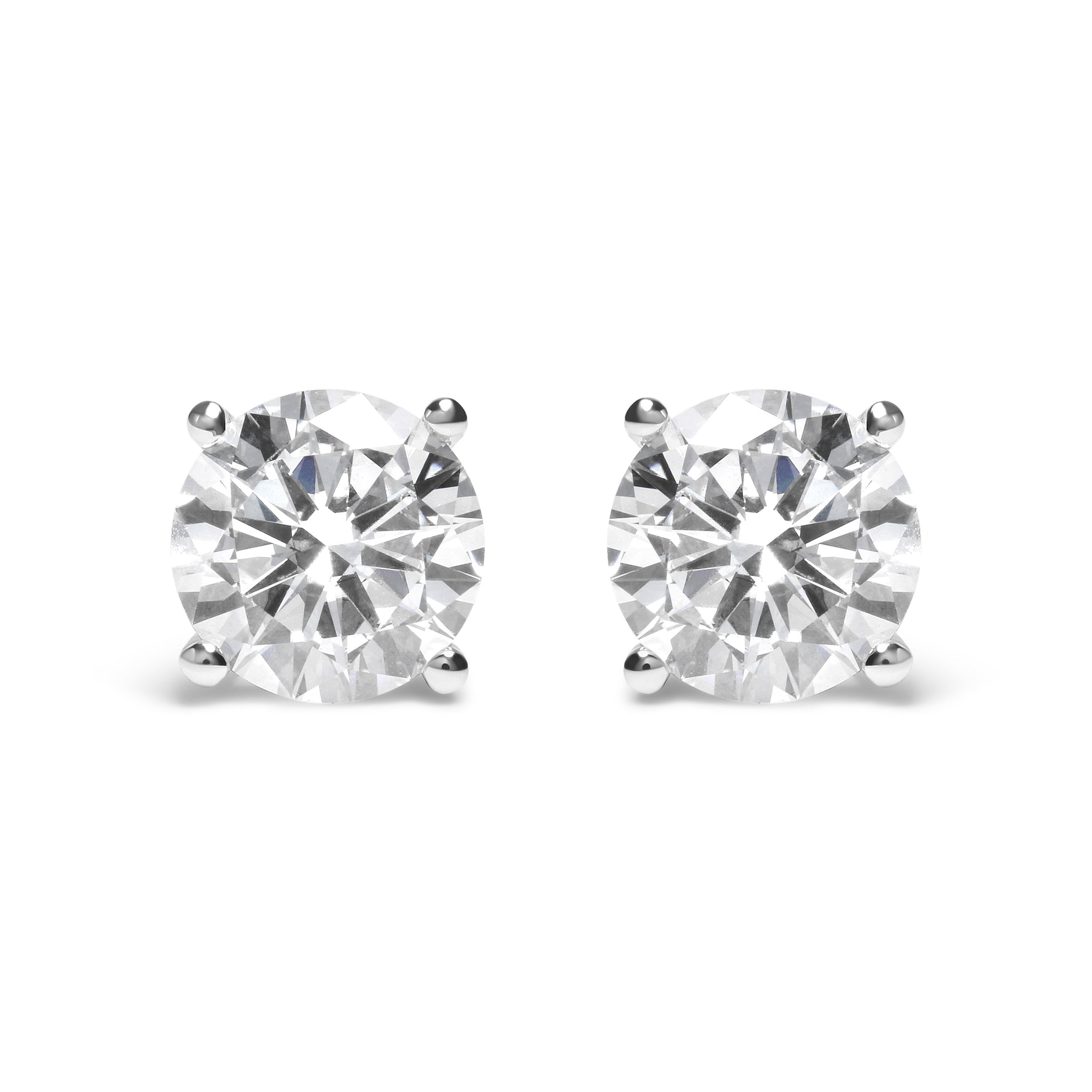IGI Certified 14K White Gold 5.00 Cttw Round Brilliant-Cut Lab Grown Diamond Classic 4-Prong Stud Earrings with Screw Backs (F-G Color, SI1 Clarity)