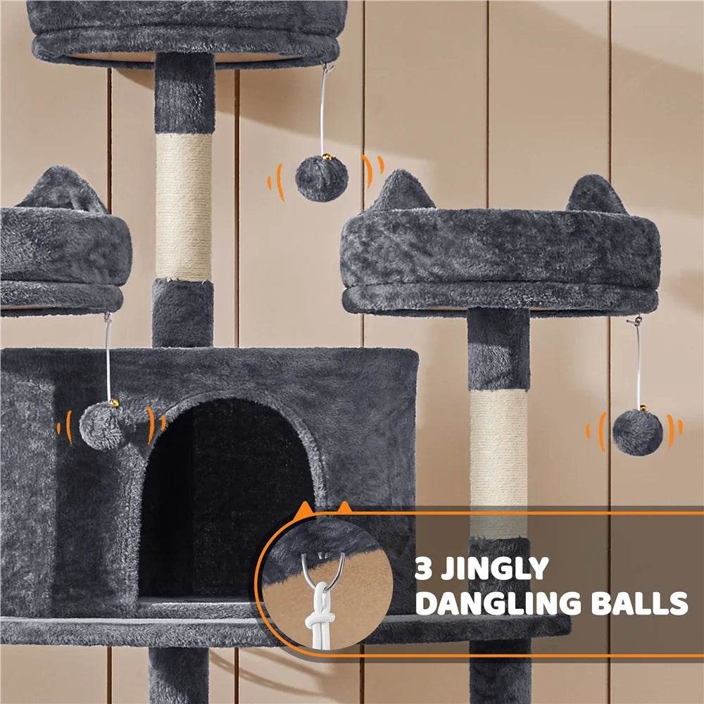 Renwick 69in Large Cat Tree Tower with Condos &amp; Scratching Board - Dark Gray - BIG FRENCHIES