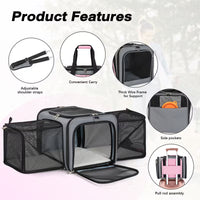 Pink Expandable Rolling Pet Carrier with Detachable Wheelbase – Airline Approved Soft-Sided Travel Bag for Dogs & Cats Under 25 lbs