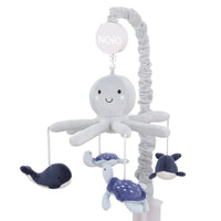 Plush Octopus Gray and Navy Whales and Sea Turtles Musical Mobile - BIG FRENCHIES
