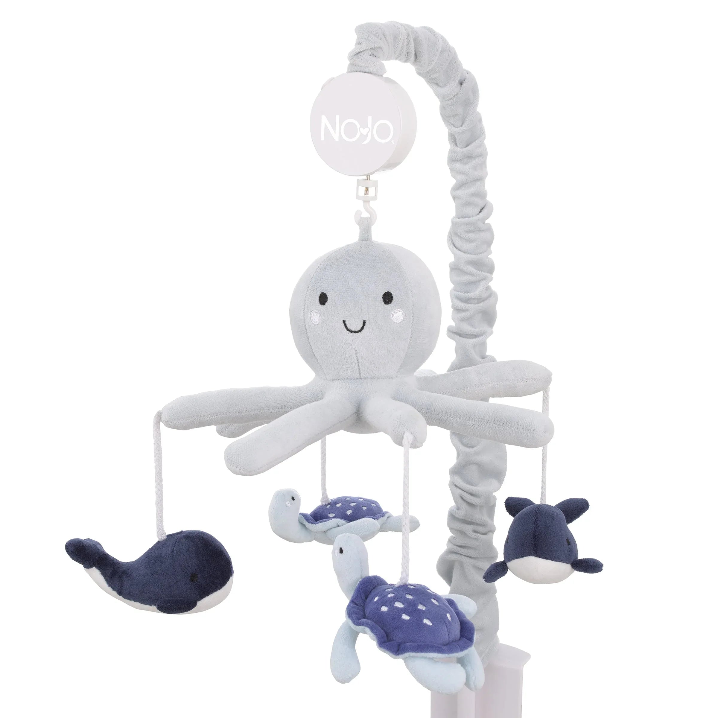 Plush Octopus Gray and Navy Whales and Sea Turtles Musical Mobile - BIG FRENCHIES