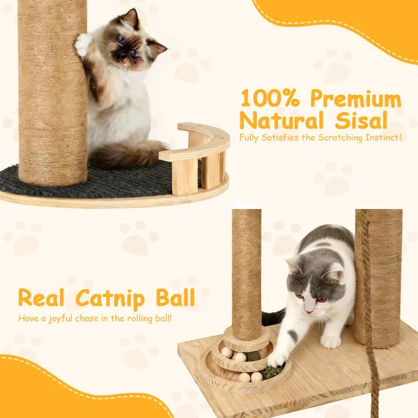 Floor To Ceiling Cat Tree, 6 Level Adjustable Height Climbing Tower With Thickened Scratching Posts, Cats Activity Cente