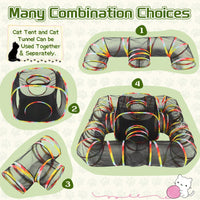 Outdoor Rainbow Cat Enclosure, 5 In 1 Portable Cat Tents For Outside Cage Free Outside Pet Enclosure Cat Tunnel Outdoor 