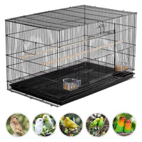 30.5'' Metal Cage with Wood Perches for Small birds, Black