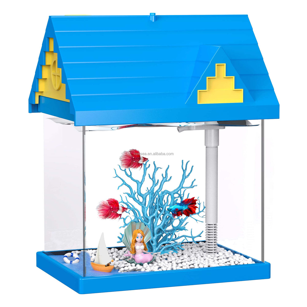 FREESEA 2-gallon Acrylic Fresh-keeping Fish Tank, Equipped With Filtration And Lighting, Suitable For Shrimp, Jellyfish,