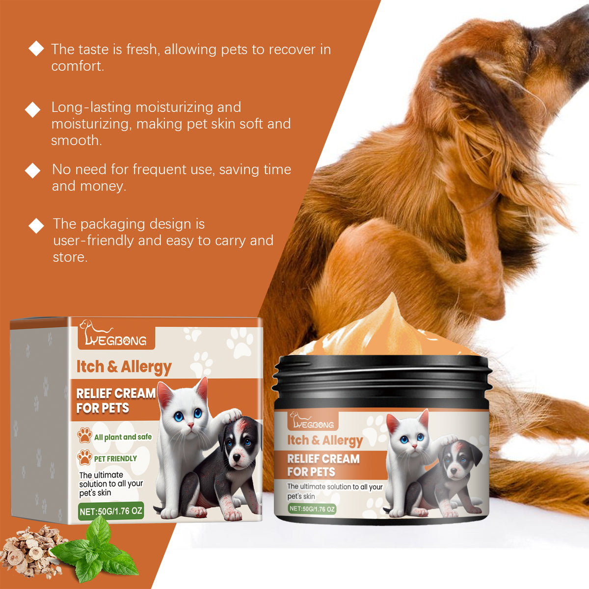 Pet Itch & Allergy Relief Cream, Soothing Skin For Dogs & Cats, Natural Herbal Extracts For Itch, Bites & Irritated Skin