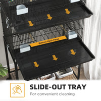 Double Stackable Bird Cage On Wheels W Stand, For Canaries