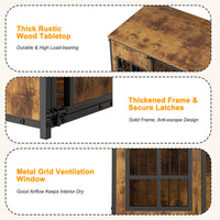 Wooden Dog Crate Furniture, Large Dog Kennel with Storage Top, Indoor Pet Cage