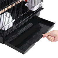 39"H Metal Bird Cage Large Roof Top Huge House for Small Birds, Black