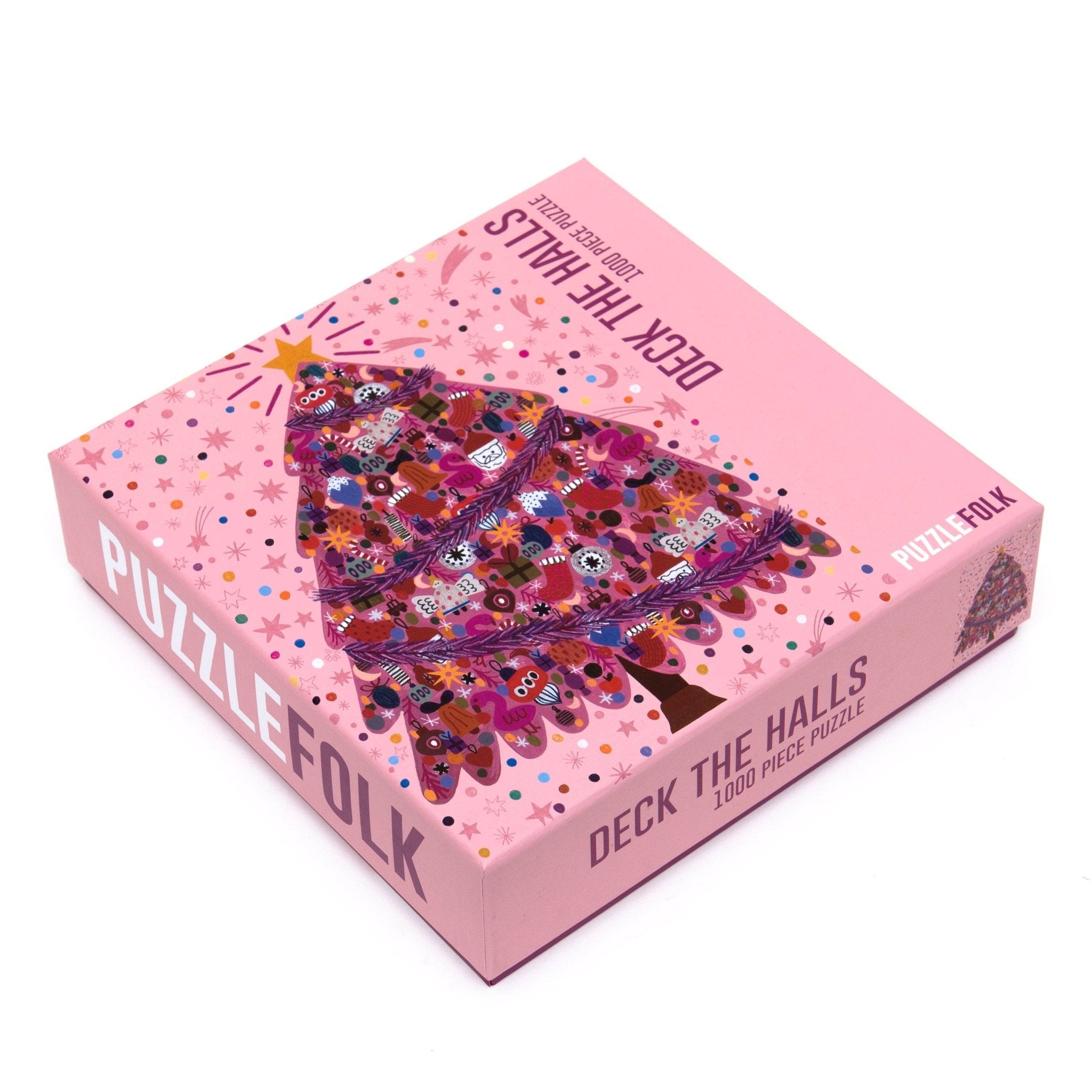 Deck the Halls 1000 Piece Puzzle by Puzzlefolk | Festive Pink Christmas Tree