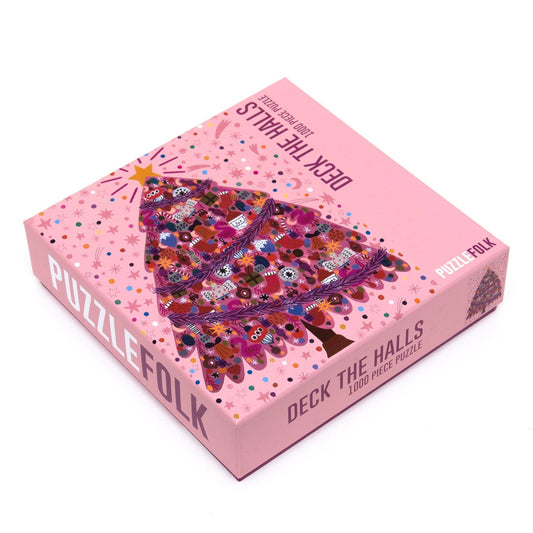 Deck the Halls 1000 Piece Puzzle by Puzzlefolk | Festive Pink Christmas Tree