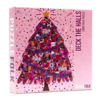 Deck the Halls 1000 Piece Puzzle by Puzzlefolk | Festive Pink Christmas Tree