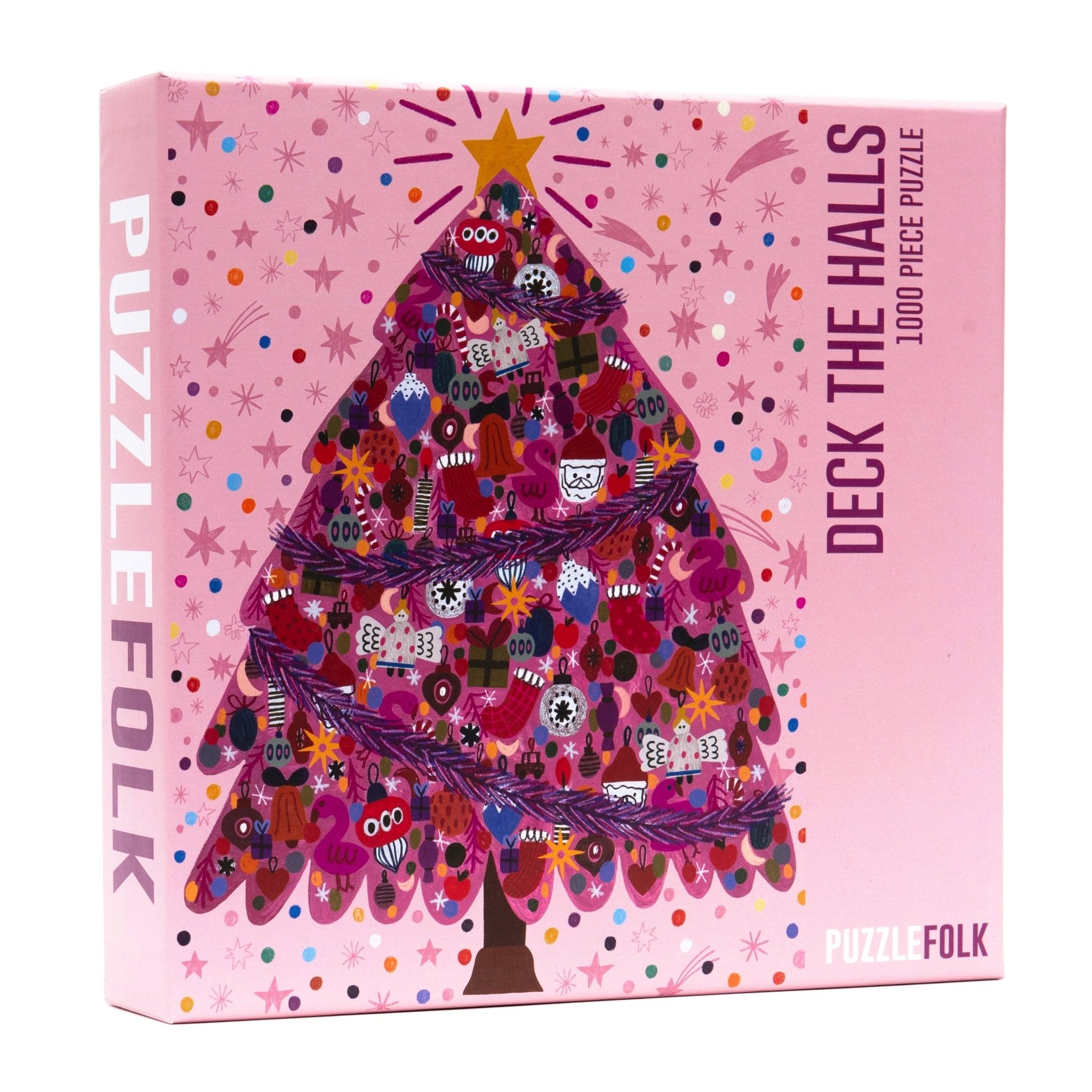 Deck the Halls 1000 Piece Puzzle by Puzzlefolk | Festive Pink Christmas Tree