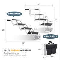 Foldable Dog Ramp For Cars, SUVs, Trucks, Portable Pet Dog Stairs For Large Dogs With Non-Slip Surface & Reinforced Desi
