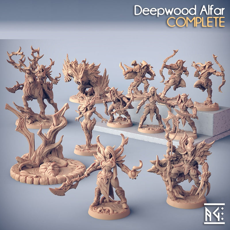 Deepwood Alfar: Complete Set-3D Printed Miniatures-BIG FRENCHIES-All Systems Go Games