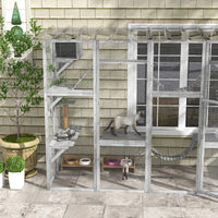 Playground Cat Window Box Outside Enclosure For Multiple Cats W Shelves & Bridges, Gray,Multiple Packages Shipped. Pleas