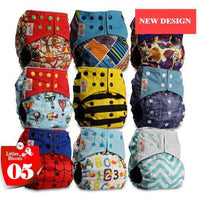 Modern 9/6PCS Set Bamboo Charcoal Washable Real Cloth Pocket NappiesFor Baby Boys and Girls Diaper Set In Modern Design - BIG FRENCHIES