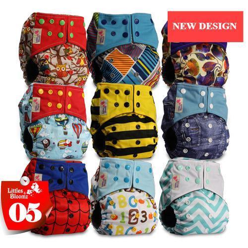 Modern 9/6PCS Set Bamboo Charcoal Washable Real Cloth Pocket NappiesFor Baby Boys and Girls Diaper Set In Modern Design - BIG FRENCHIES