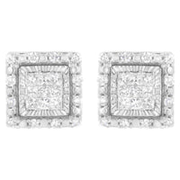 10K White Gold 1/2 cttw Invisible Set Princess-Cut Diamond Square Stud Earring (I-J Color, I1-I2 Clarity)