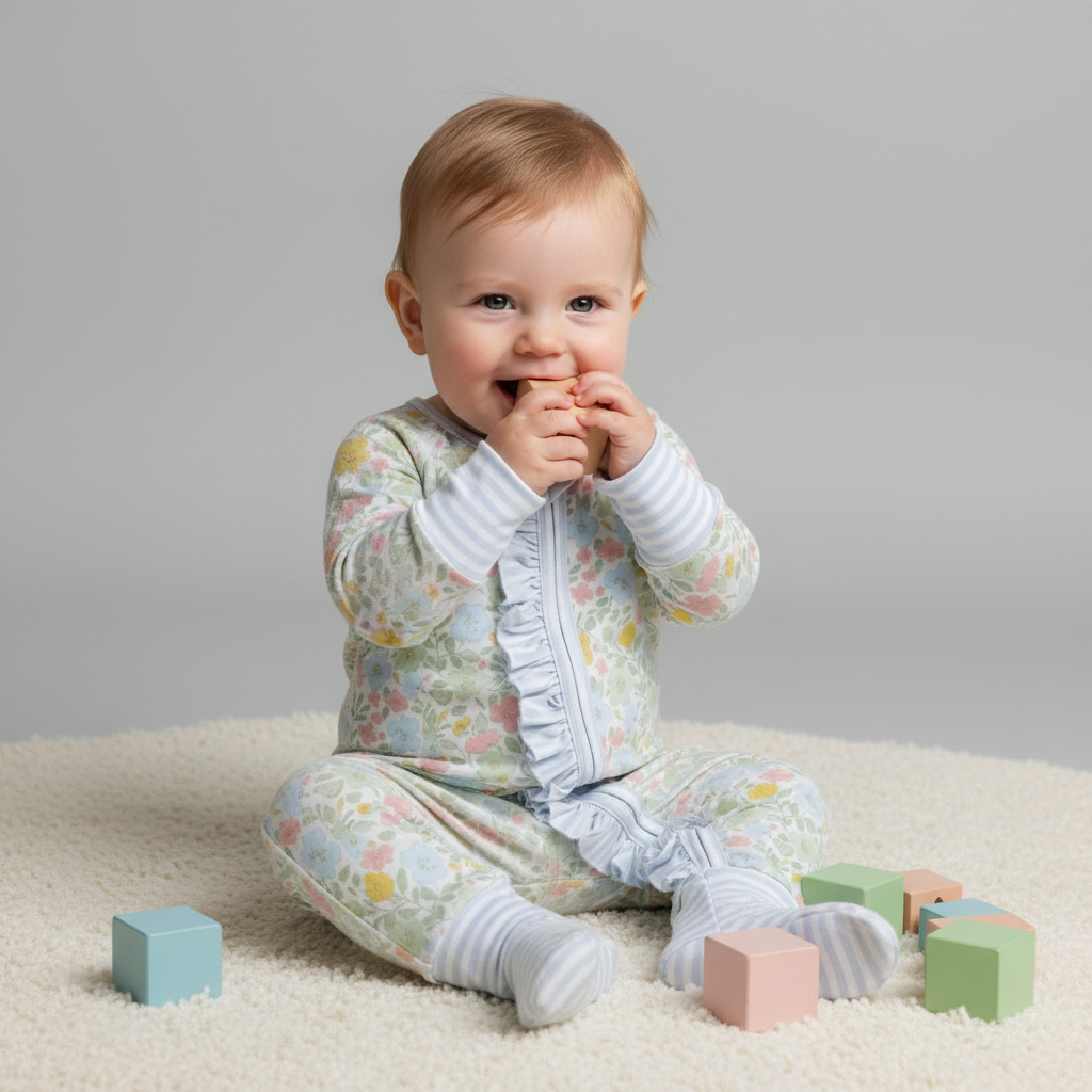 Bamboo blossom ruffle zippie - BIG FRENCHIES