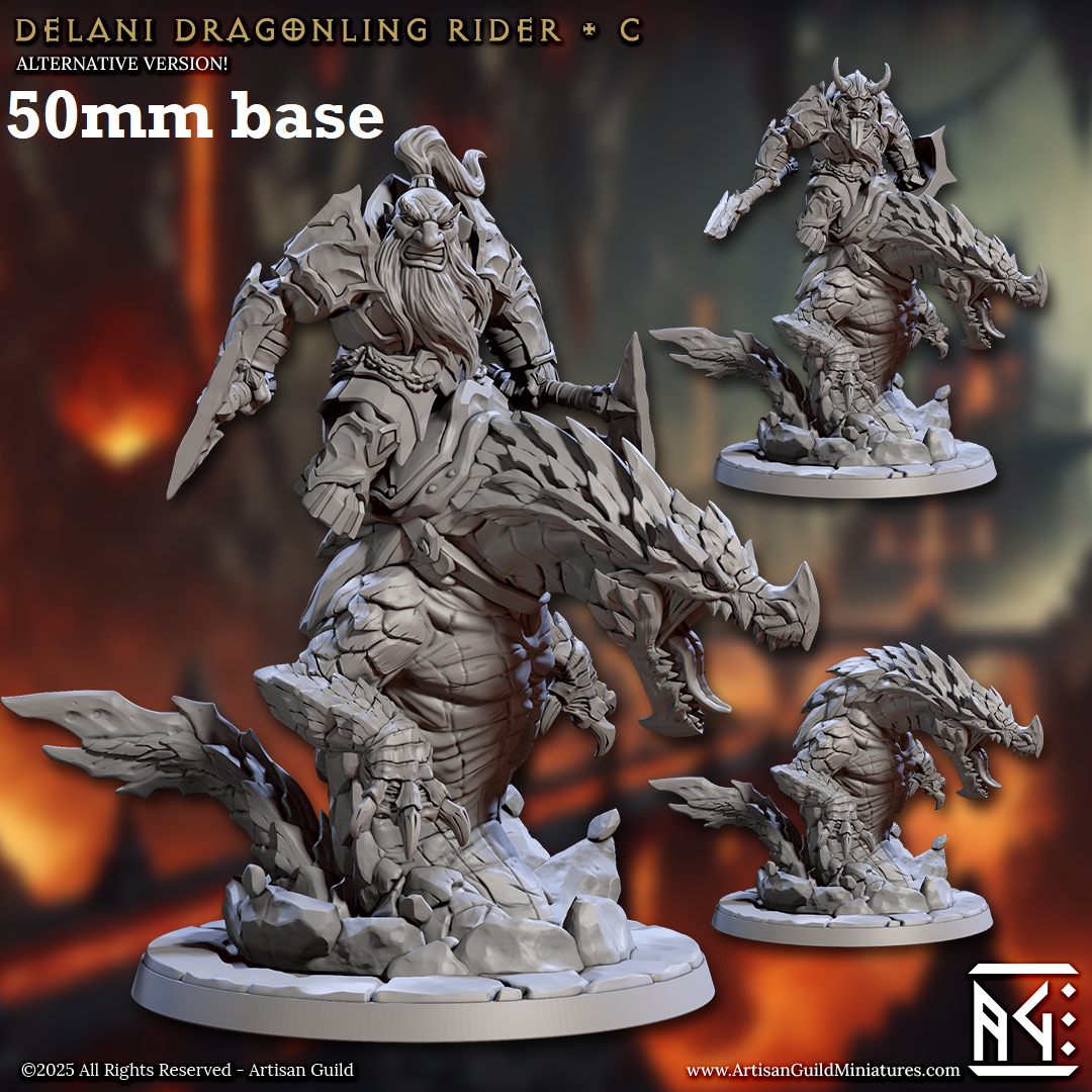 Delani Dragonling Rider: Sculpt C (Dwarven Dragonrider Cavalry Unit)