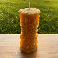 Delicate Floral Beeswax Pillar Candle - BIG FRENCHIES