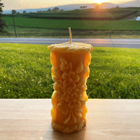 Delicate Floral Beeswax Pillar Candle - BIG FRENCHIES