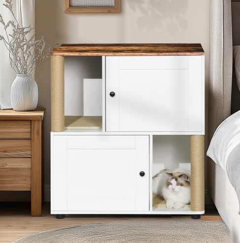Double Cat Litter Box Enclouse,Cat Litter Box Enclosure For 2 Cats, Cat Litter Cabinet, Double Litter Box Enclosure With