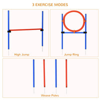 Dog Pet Agility Training Kit High Jump Weave Pole Ring Obedience Training Set Adjustable Equipment Portable