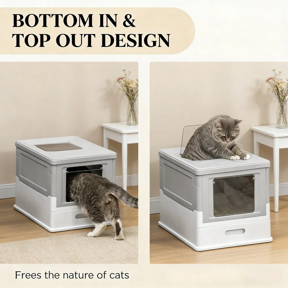 Stainless Steel Enclosed Litter Box for Cats