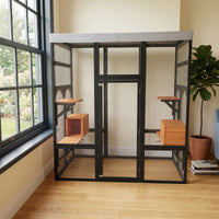 Large Outdoor Cat Enclosure Catio with 5 Platforms & 2 Napping Houses, Secure Metal Wire, Easy Assembly for Indoor & Out