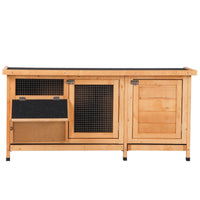 Large Bunny Hutch, Rabbit Cage With 2 Outside Areas And 1 Main House For Small Animals, Yellow