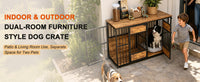 Wooden Dog Crate Furniture, Large Dog Kennel with Storage Top, Indoor Pet Cage