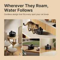 Wireless Cat Water Fountain Cordless 2.3L Motion Sensor Quiet