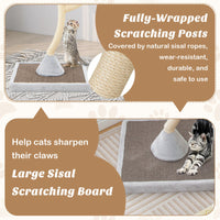 70" Tall Metal Cat Tree Tower with 3 Plush Perches & Sisal Scratching Posts - BIG FRENCHIES
