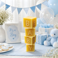 Large Baby Beeswax Pillar Block Candle