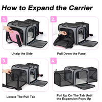 Pink Expandable Rolling Pet Carrier with Detachable Wheelbase – Airline Approved Soft-Sided Travel Bag for Dogs & Cats Under 25 lbs