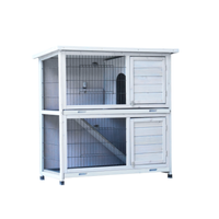 Rabbit Hutch Outdoor, 2-Story Rabbit Cage Indoor With Run, Bunny Cage With 2 Removable No-Leak Trays, Pet Cages With Non