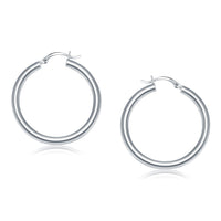 14k White Gold Polished Hoop Earrings (40 mm)