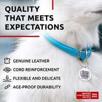 Rolled Leather Dog Collar XSmall Dogs 10–13 in Neck Blue