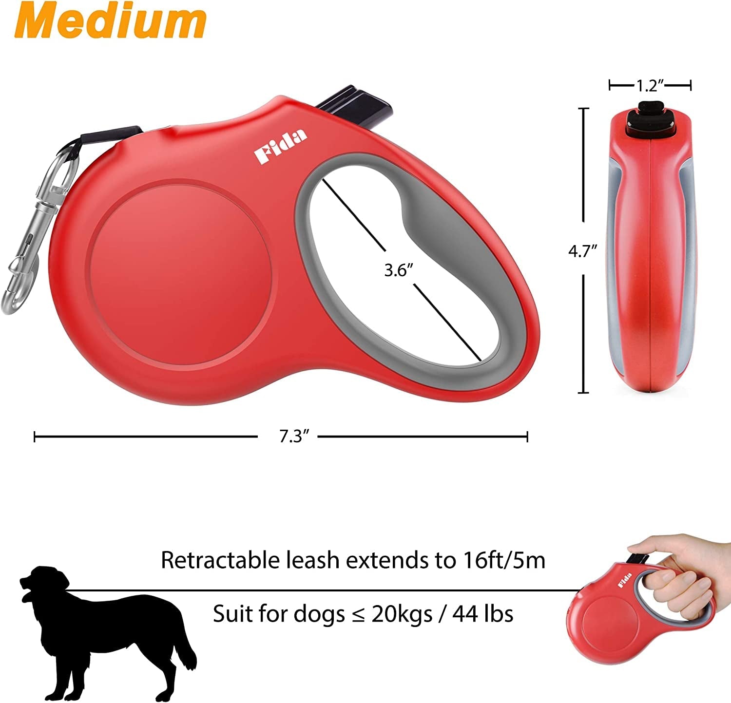 16 ft Retractable Dog Leash with Dispenser and Poop Bags - BIG FRENCHIES
