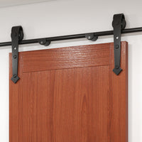 6FT Barn Door Hardware Kit Heavy Duty Sliding Door Track Kit With Floor Guide For Interior Exterior Fit 30-32in Wide Pan
