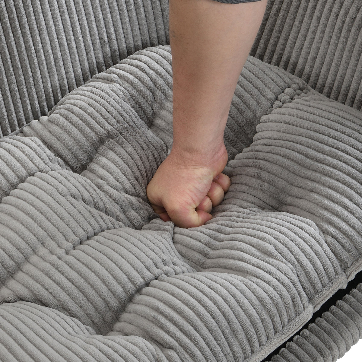 Elevated Dog Bed Frame for Small Dog, Corduroy Pet Couch Bed with Rubber Wood Legs and Supportive Foam, Grey, Easy Assem