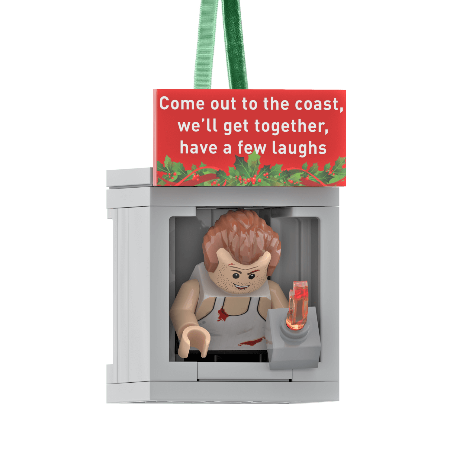 Die Hard - John McClane In Vent - Holiday Ornament - Custom Printed - Made Using LEGO® Parts