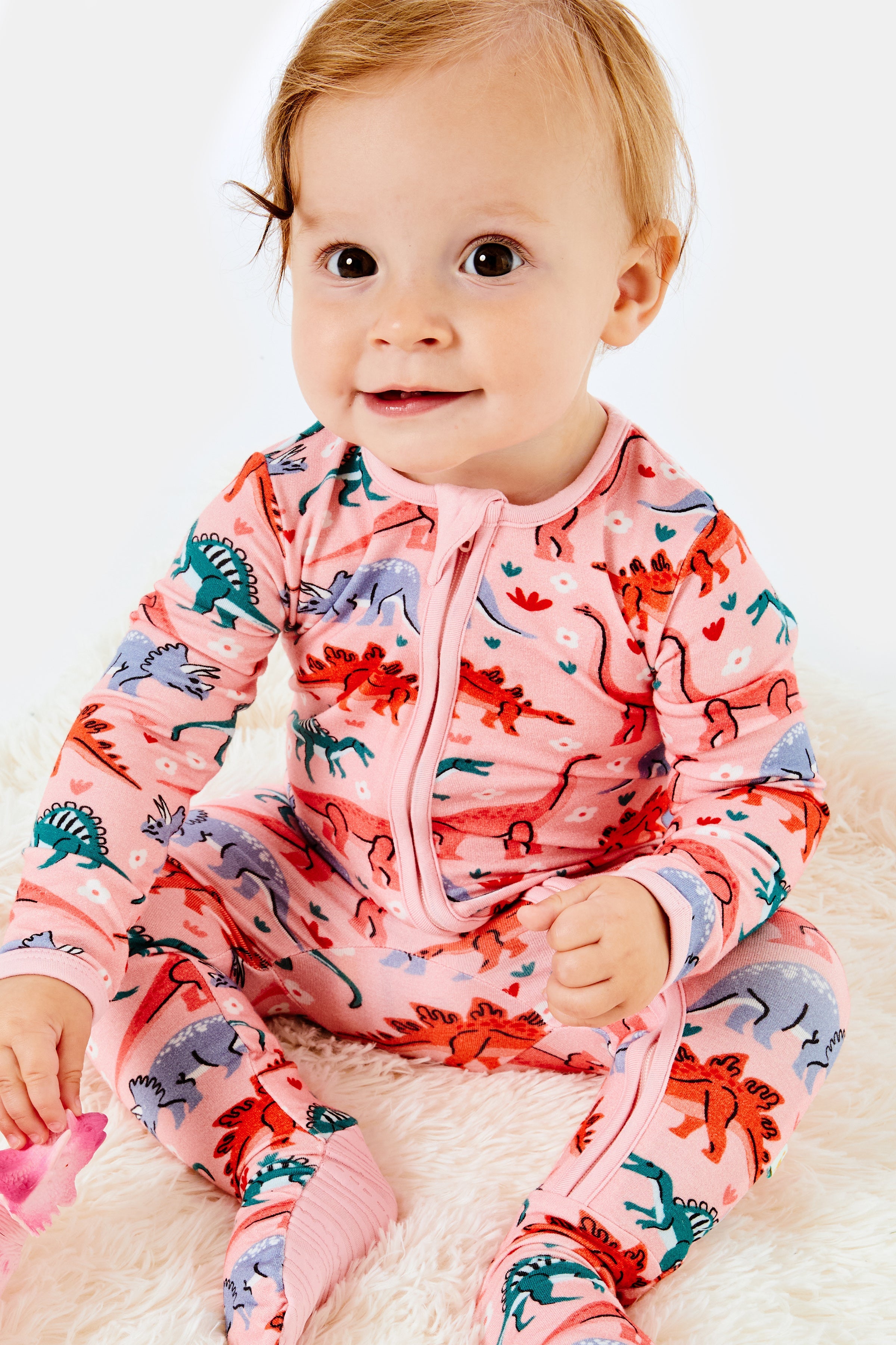 Soft & Stretchy Zipper Footie - Dinosaur Garden