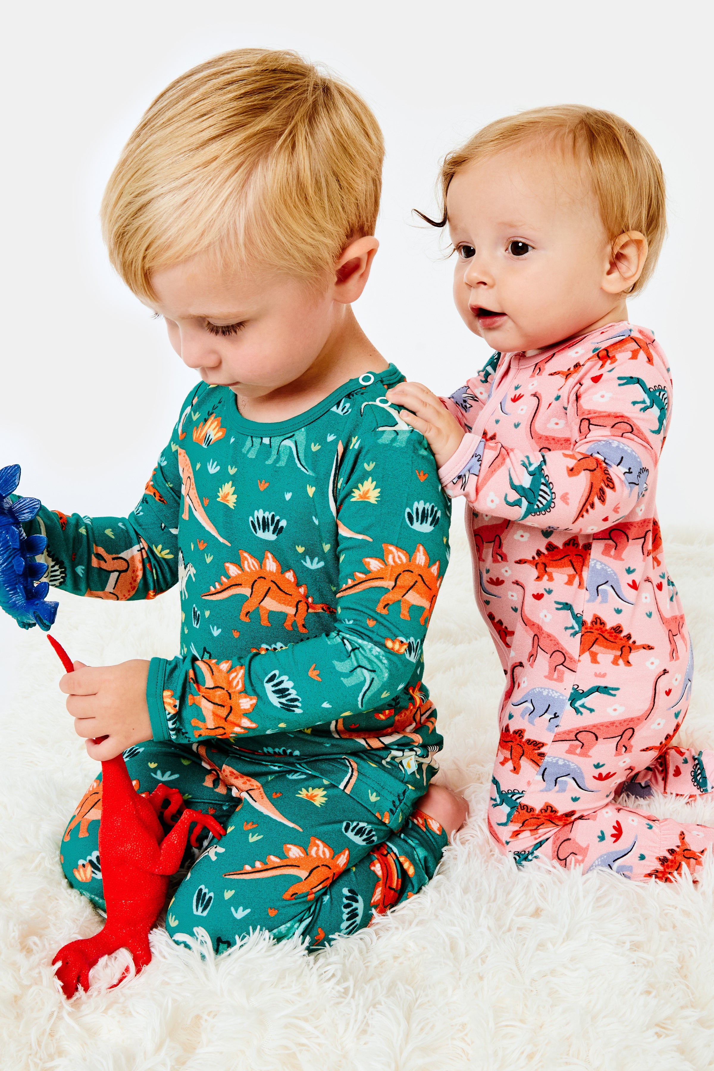 Soft & Stretchy Zipper Footie - Dinosaur Garden