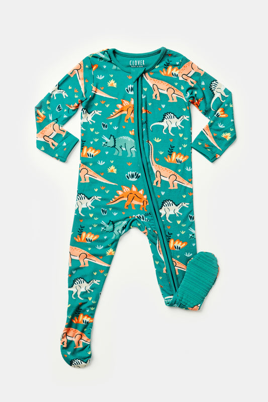 Soft & Stretchy Zipper Footie - Dinosaur Jungle